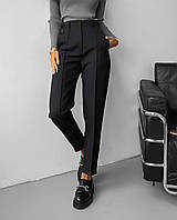 Женские брюки-дудочки, 42, 44, 46, 48, черный, костюмка.