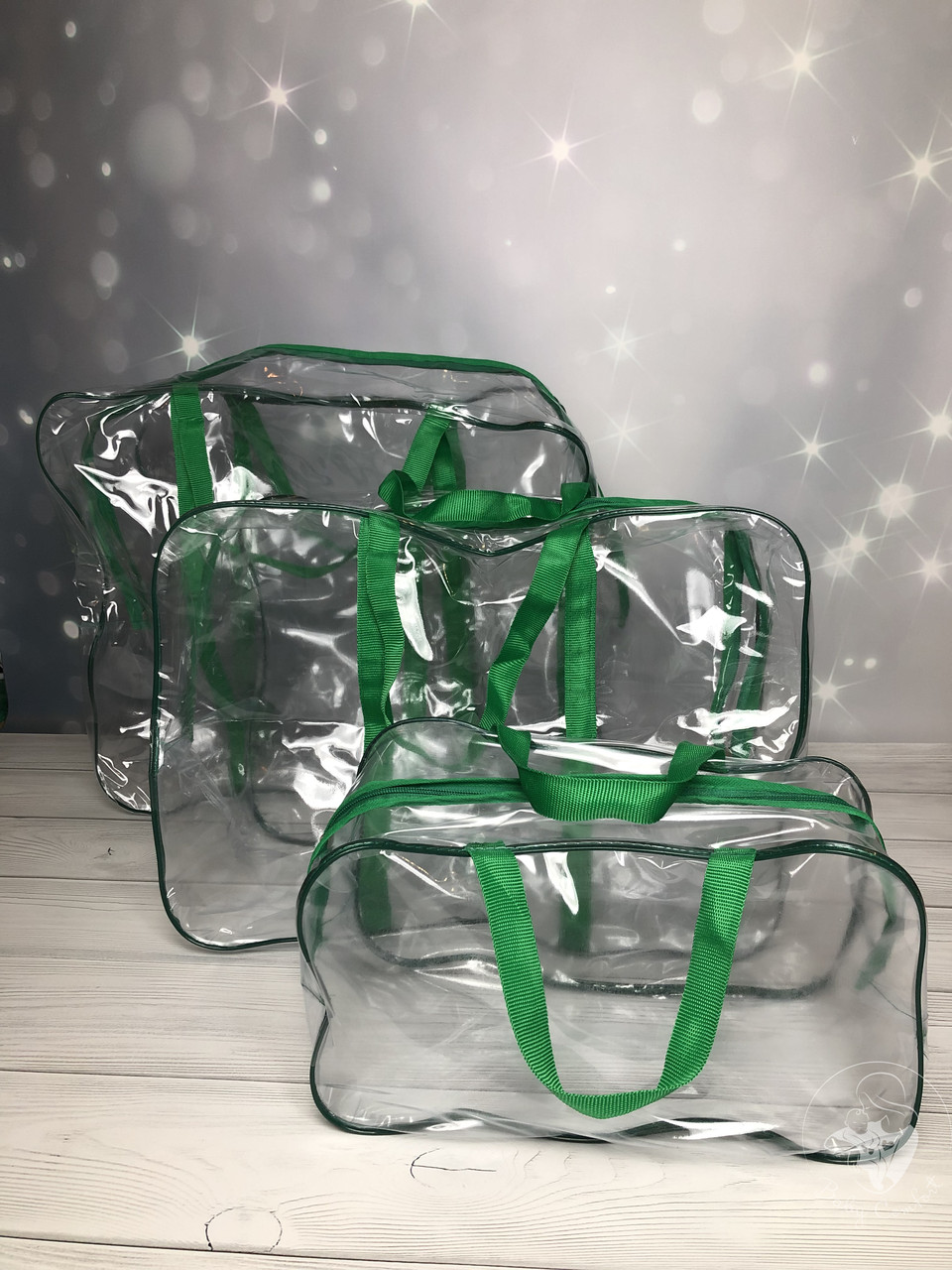 Набор прозрачных сумок в роддом зеленый - фото 1 - id-p2117435006