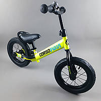 Велобіг зелений колесо 12", "CORSO Navi" NV-12174   сталева рама, надувні колеса, підніжка