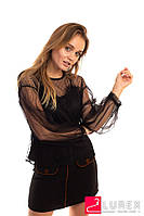 Легкая блуза из прозрачного фатина Paccio - черный цвет, L (есть размеры) M