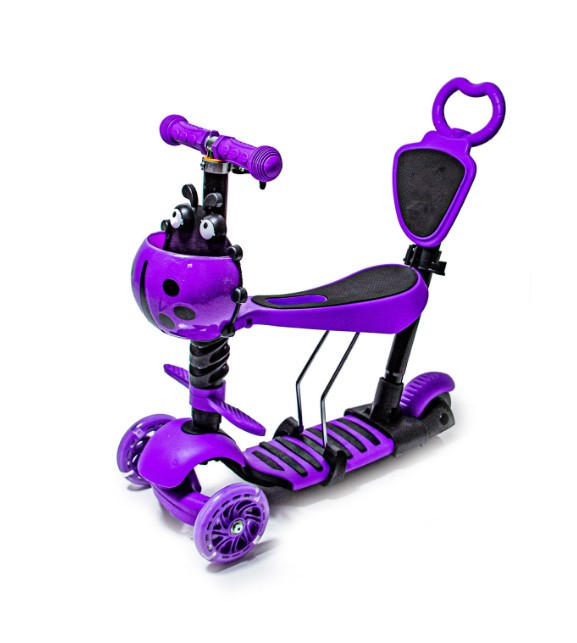 Самокат Сонечко 5 в 1 з батьківською ручкою і сидінням Purple Passion