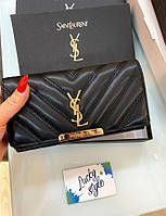 YSL чорний luxe гаманець + коробка бренд в подарок 60005