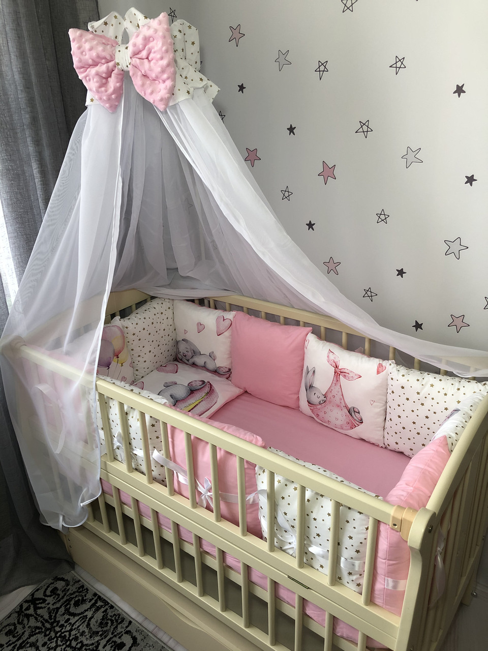 Комплект постельного белья Baby Comfort Premium 8 элементов Зайка розовый - фото 2 - id-p2117434669