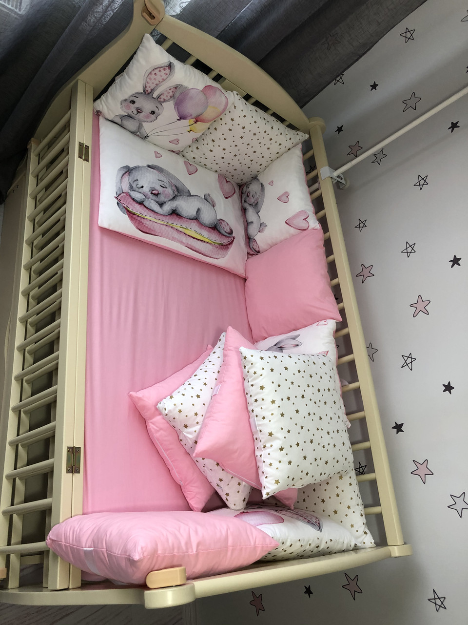 Комплект постельного белья Baby Comfort Premium 8 элементов Зайка розовый - фото 5 - id-p2117434669