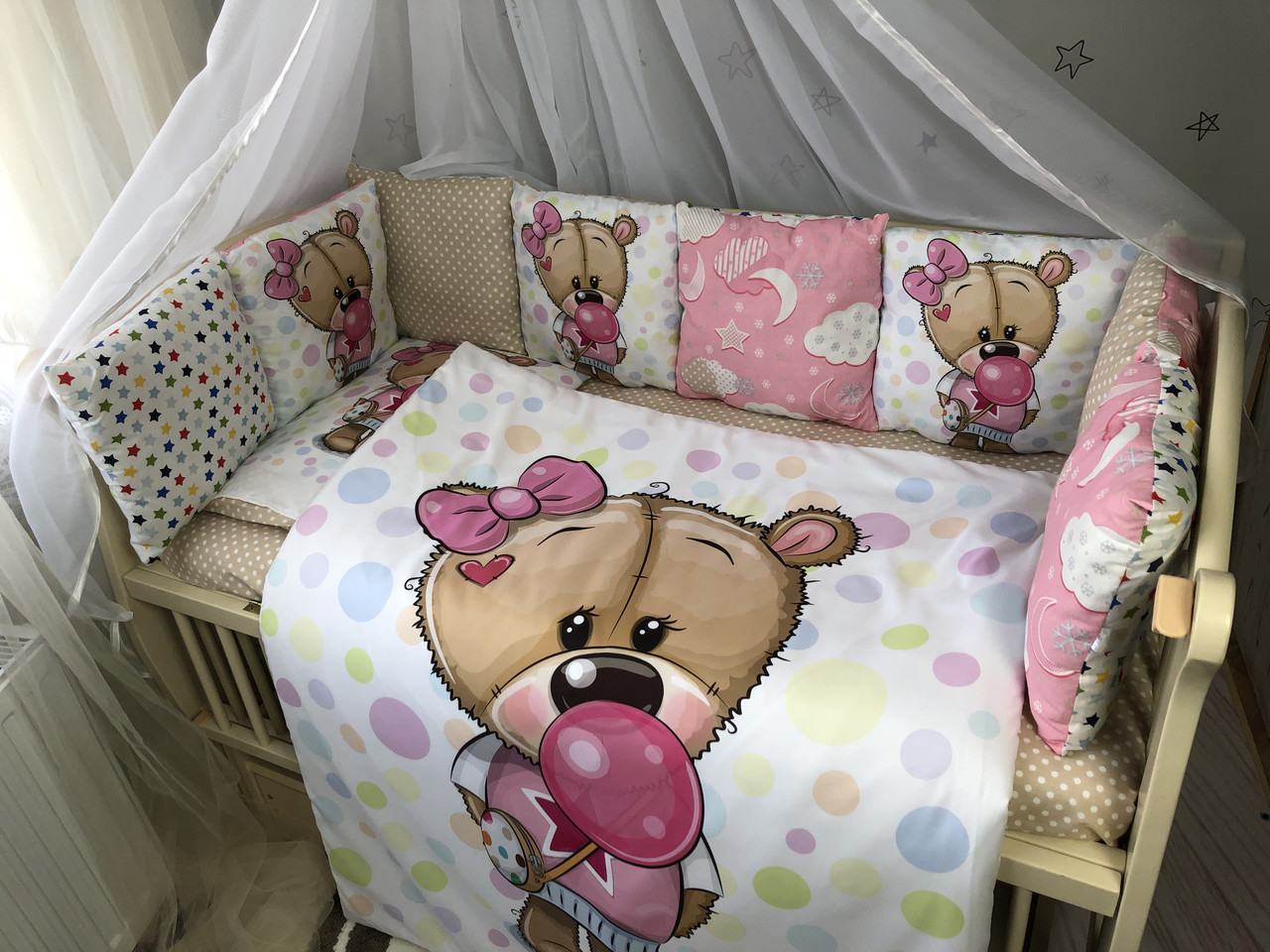 Комплект постільної білизни Baby Comfort MyTeddy 7 елементів Ведмедик з цукеркою - фото 2 - id-p2117434725