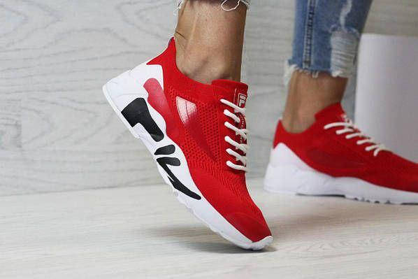 Кроссовки FILA Mind One RED / white текстильные черные на белой высокой подошве с белыми шнурками Оригинал, фото 3