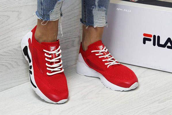 Кроссовки FILA Mind One RED / white текстильные черные на белой высокой подошве с белыми шнурками Оригинал, фото 4