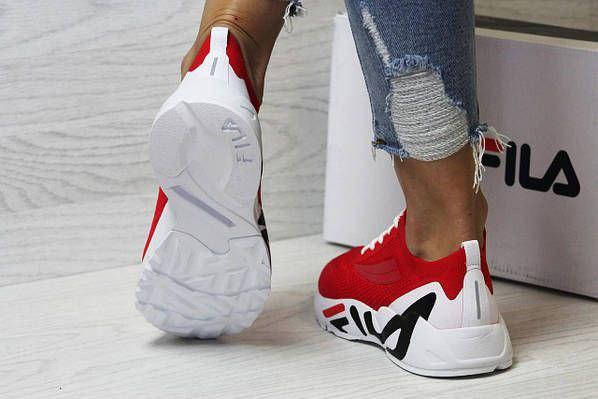 Кроссовки FILA Mind One RED / white текстильные черные на белой высокой подошве с белыми шнурками Оригинал, фото 6