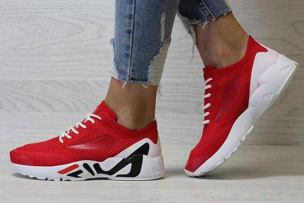Кроссовки FILA Mind One RED / white текстильные черные на белой высокой подошве с белыми шнурками Оригинал, фото 1