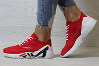 Кроссовки FILA Mind One RED / white текстильные черные на белой высокой подошве с белыми шнурками Оригинал