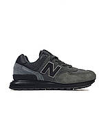 Серые замшевые мужские кроссовки New Balance 574 Grey Black