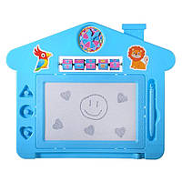 Игрушка Доска для рисования PL-7013 "Дом", со штампом, ручкой-стикером, счетами (Синий)