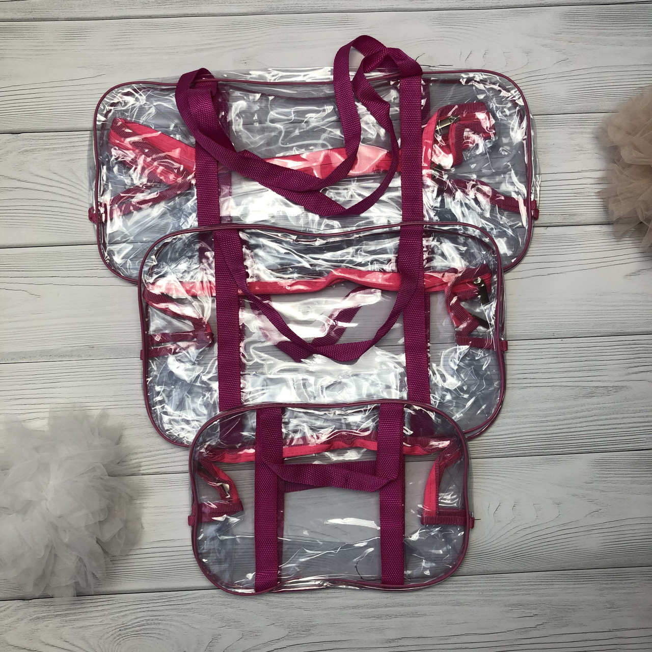 Набор прозрачных сумок в роддом розовый BC-acsbag(pink) - фото 2 - id-p2117453785