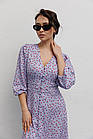 Квіткова сукня міді лавандова з ґудзиками спереду (L), фото 4