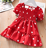 Летнее красное шифоновое платье для девочек р. 90