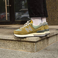 Оливковые замшевые мужские кроссовки New Balance 574 Legacy Stone Island