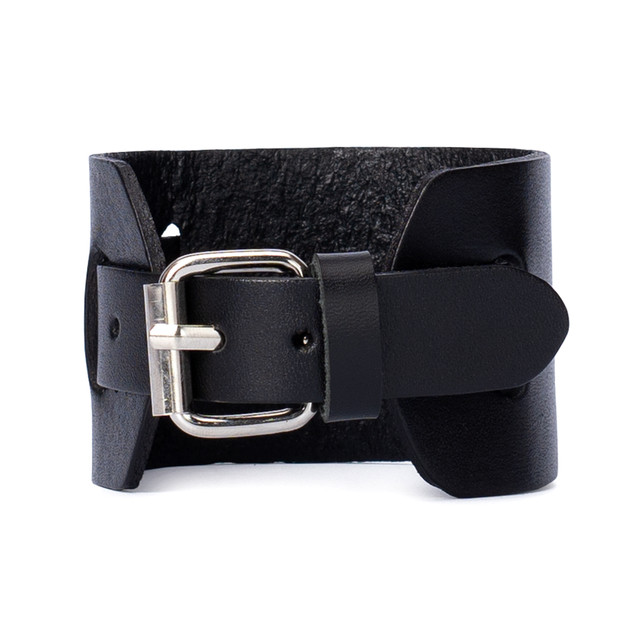 Браслет на руку шкіряний чорний широкий