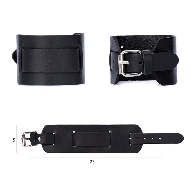 Браслет на руку шкіряний чорний широкий