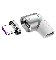 Адаптер магнитный для Кабеля USB Magnetic Type-C 120W угловой 90 градусов Цвет Белый