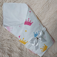 Летний конверт Valleri для новорожденных, принт короны, белый