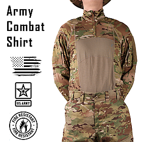 Бойова вогнестійка сорочка, Розмір: X-Small, Type II UBACS, Колір: MultiCam, US Army Advanced Quarter Zip