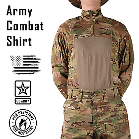 Бойова вогнестійка сорочка, Розмір: Medium, Type II UBACS, Колір: MultiCam, US Army Advanced Quarter Zip