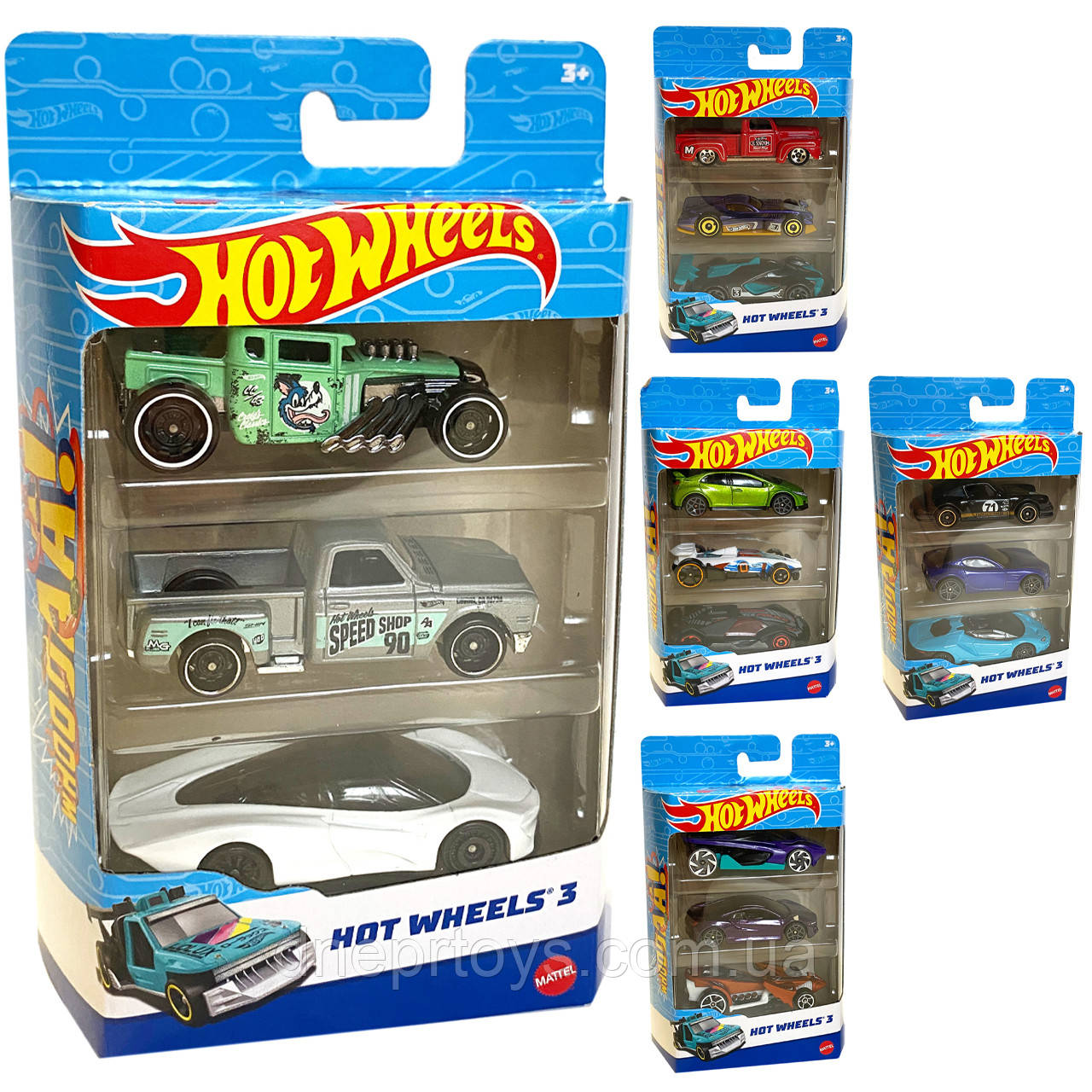 Подарунковий набір з 3-х базових машинок Hot Wheels Хот віллс  1:64 метал (K5904)