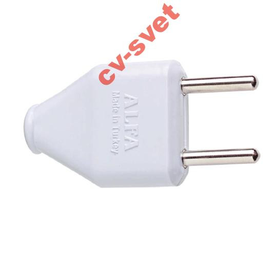 Виделка пряма проста під радянську розетку біла Alfa, фото 1