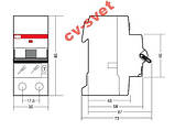 Автоматичний вимикач ABB SH202-B50 (Автомат АББ 2-полюсний 50А), фото 3