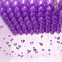 Набір 60 кульок під стелю Бузкове серце Фіолетовий металік