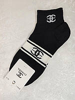 Носки женские Chanel (36-41) короткие черный с белым