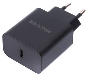 Мережевий зарядний пристрій, 1 USB + кабель Type-C на Type-C, PPS Maxxter WC-PD25W-CtC-01 — MegaLavka