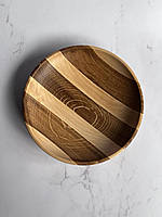 Тарелка , миска, пиала для подачи деревянная микс дуб и клен Ø23 см высота 4.5 см
