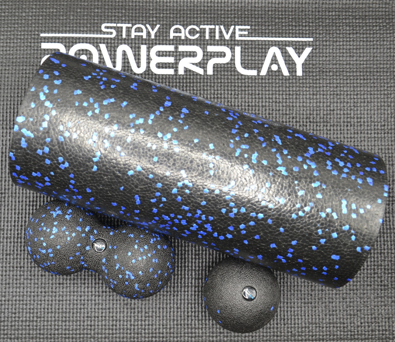Набір для йоги PowerPlay PP_4008 EPP Foam Roller Set роллер + 2 масажні м'ячі Чорно-синій - фото 6 - id-p2117540728