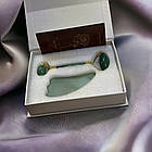 Ролик для особи і скребок гуаша з нефриту JADE ROLLER, фото 10