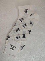 Носки женские Chanel (36-41) короткие белый с чернотой