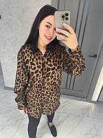 YB_Женская базовая рубашка с леопардовым принтом вискоза Арт 010А600 S