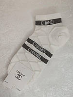 Носки женские Chanel (36-41) короткие белый черными полосами