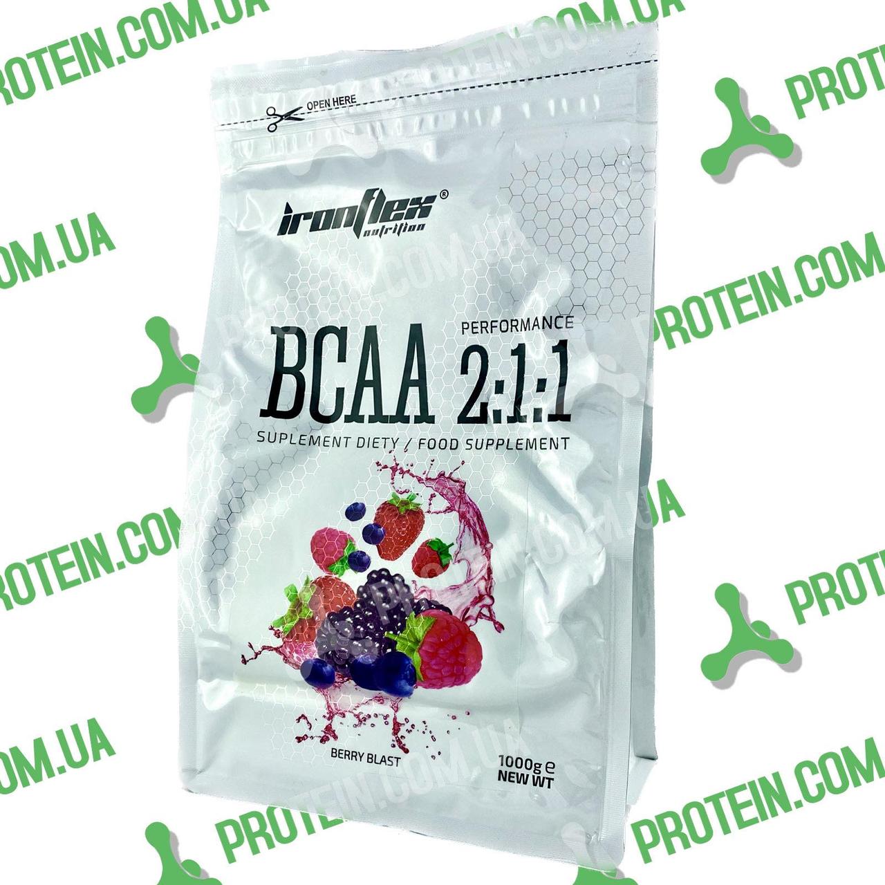 Амінокислоти IronFlex BCAA Performance 2-1-1 1000 г Ягідний Вибух Berry Blast