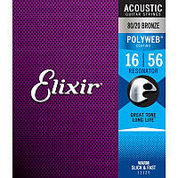 Струны для акустической гитары Elixir 11125 Polyweb 80/20 Bronze Acoustic Resonator 16/56