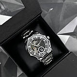 Чоловічий повсякденний механічний годинник Ukrwatch 024SI Тризуб срібло Silver, фото 2