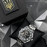 Чоловічий повсякденний механічний годинник Ukrwatch 024SI Тризуб срібло Silver, фото 4