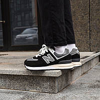 Черно-белые замшевые мужские кроссовки New Balance 574 Legacy
