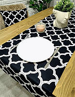 Ранер доріжка на стіл бавовняна або набори серветок геометричні візерунки фон чорний