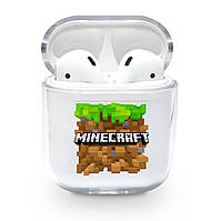 Прозрачный силиконовый чехол Apple AirPods с рисунком - Minecraft (KAP1210)