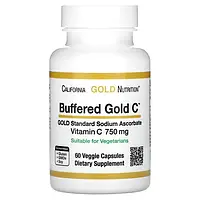 California Gold Nutrition Gold C буферизованный витамин C аскорбат натрия 750 мг 60 растительных капсул
