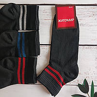 Шкарпетки Житомир середня висота тенісні чорні з полоскою  37-39р | 12 пар