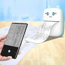 Дитячий міні Bluetooth принтер для фотографій та етикеток "Mini Printer CAT" синій, фото 6