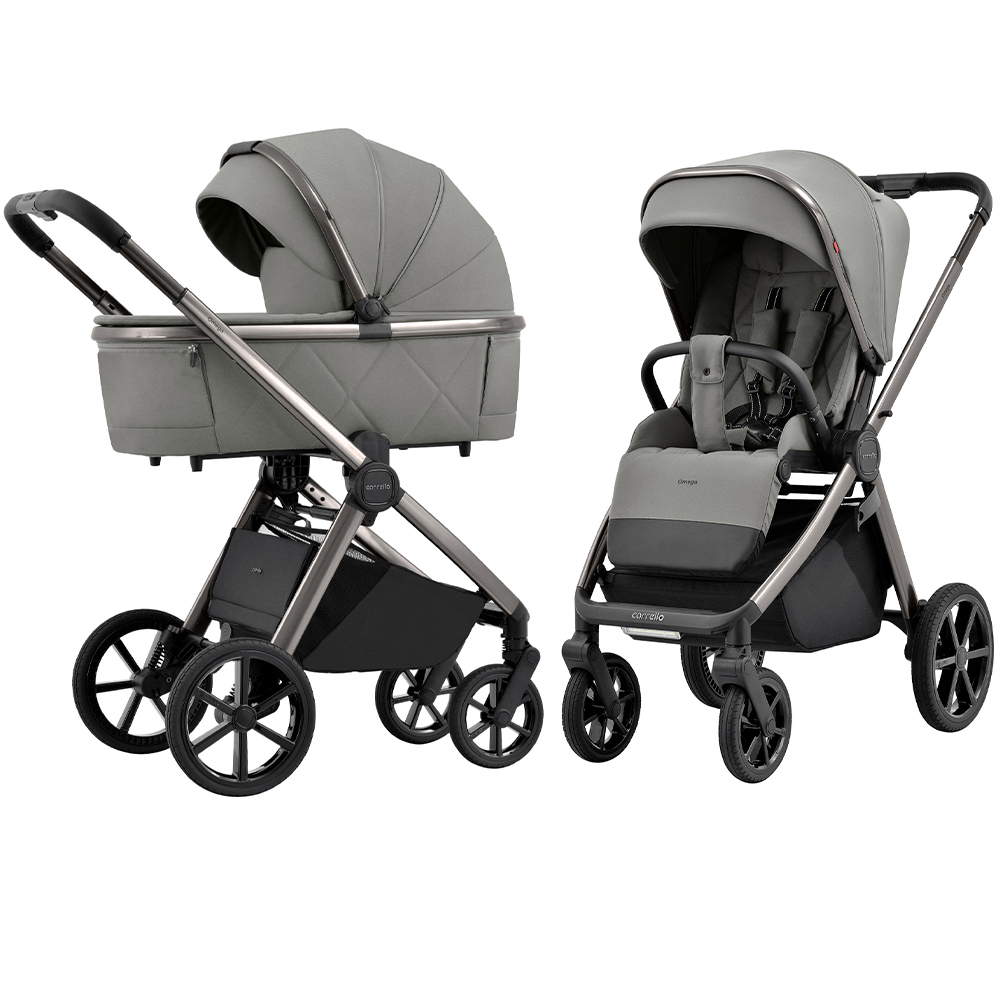 Коляска універсальна 2 в 1, візочок CARRELLO Omega CRL-6530 (2in1) Superb Grey + ліхтар, сіра, Карелло Омега