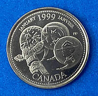 Монета Канады 25 центов 1999 г. Январь